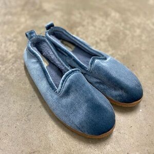 dearfoams Denim Blue Velvet Slip-On Slippers